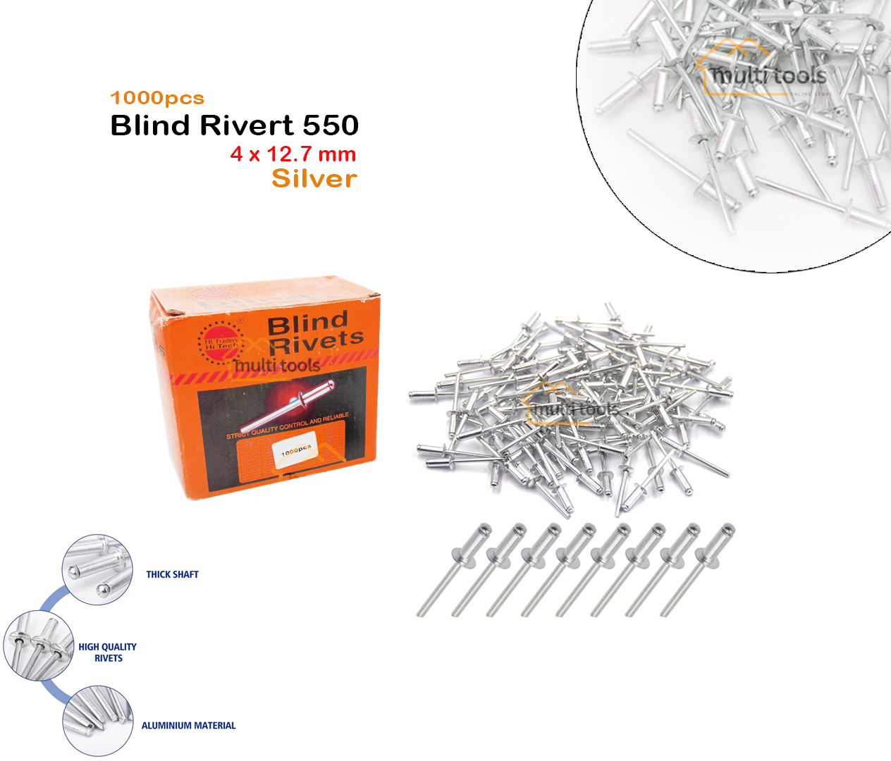 Blind Rivert 550 (4 x 12.7 mm x 1000Pcs Silver)